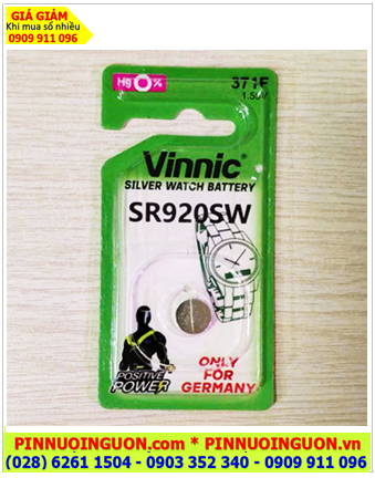 Vinnic SR920SW, Pin đồng hồ 1.55v Silver Oxide Hg0% Vinnic SR920SW-Pin 371F (Loại vỉ 01viên)